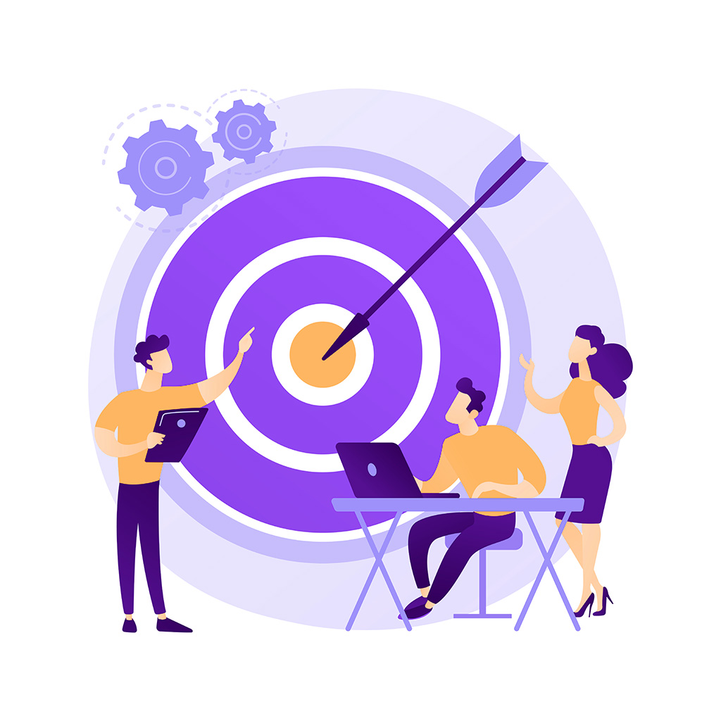Illustration d’une équipe visant une cible symbolisant une formation sur mesure adaptée aux enjeux professionnels.